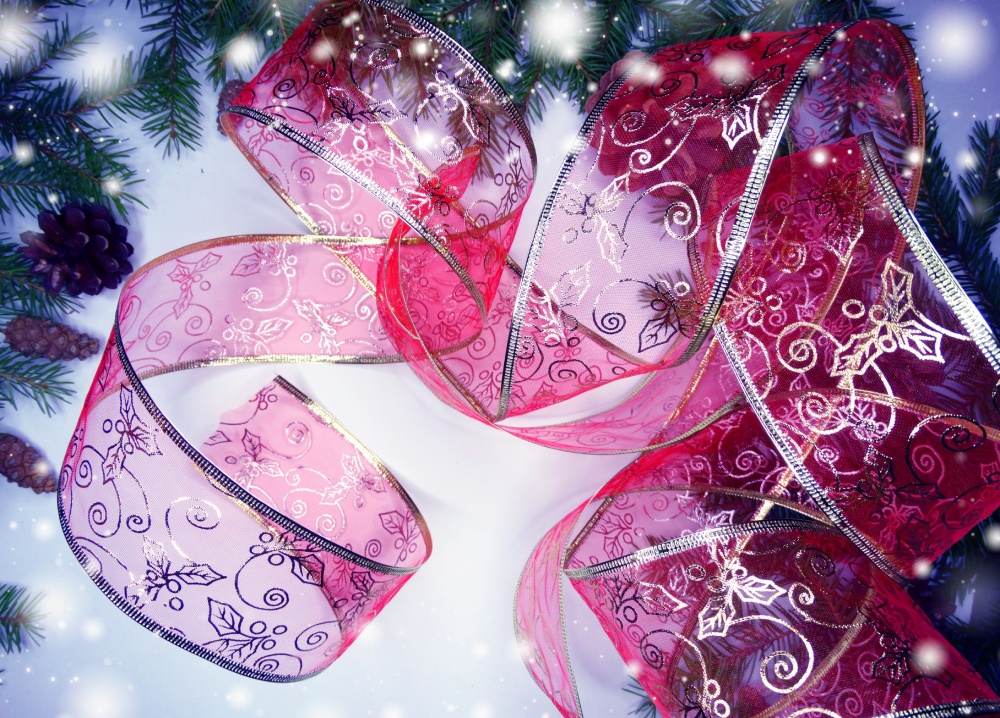 Soft satin wired ribbon decorating a wedding venue with elegant bows